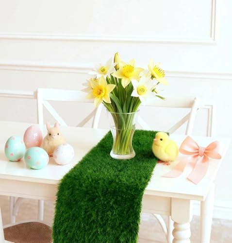 XLX TURF Artificial Grass Runner for Table 12 X 72 Inch, Easter Party Table Centerpiece Decorations Fake Grass Mats for Golf Theme Birthday - size: 12 x 72 Inch