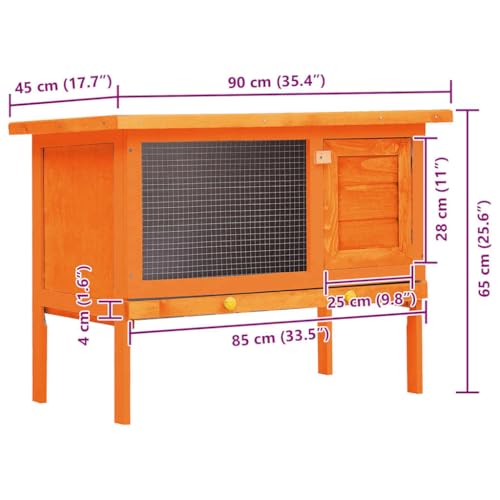 vidaXL Outdoor Rabbit Hutch Small Animal House Pet Cage 1 Layer Wood | Made from solid pine wood and plywood, Easy to clean thanks to a removable bottom tray,