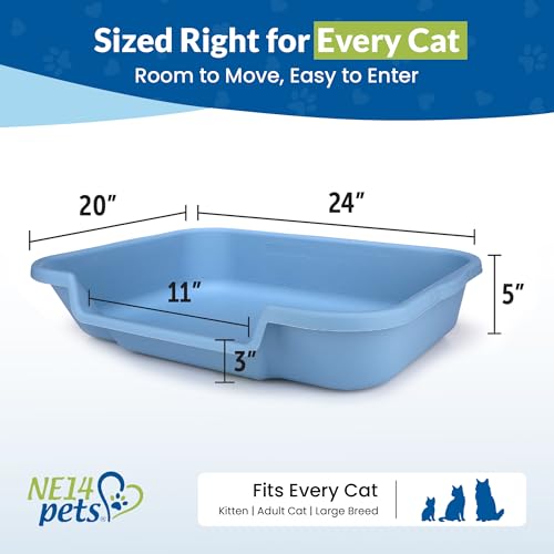 KittyGoHere Senior Cat Litter Box, Large with Jumbo Scoop, Little Boy Blue | Open Top Low Entrance Kitty Litter Box With Long-handle Jumbo Scoop, Lightweight Low Entry Litters Box, Durable, Made in USA - color: Little Boy Blue, size: Large with Scoop