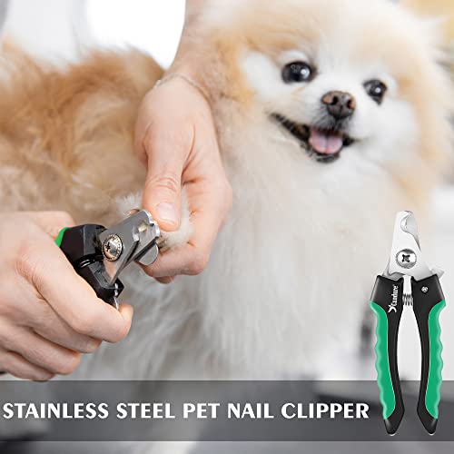 Candure Dog Nail Clippers Professional Pet Nail Clipper Suitable for Cats, Rabbits and Guinea Pigs - Safety Lock/Protective Guard to Avoid Over Cutting (Green, Medium to Small) - color: Green, size: Medium to Small Pets