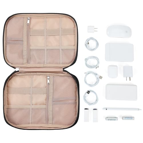 NISHEL Travel Cord Organizer, Electronic Cable Accessories Storage Bag | Bag for chargers, cables, phones, hard drives, USB devices and SD cards, ideal for travel and daily use,Black - color: Black