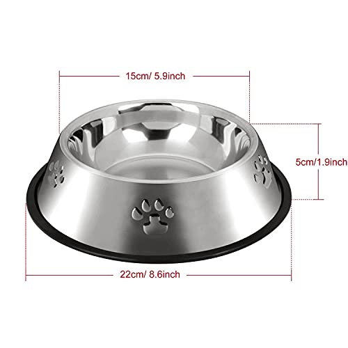 YUDANSI 2 Stainless Steel Dog Bowls, Dog Feeding Dishes, Doggie Plate Food Bowls with Rubber Base, Small and Medium Pet Feeder for Food and Water (M-16.6oz) - size: M-16.6oz