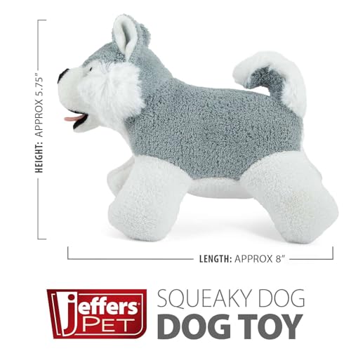 Jeffers Pet Animal Cuddlers Plush Squeaky Dog Toy, 8 in - Gray Husky - color: Gray Husky