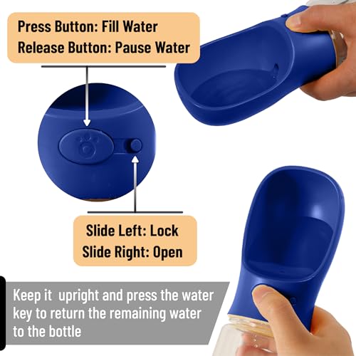 Mr. Pen- Portable Dog Water Bottle, 19 oz, Large | Leak Proof Puppy Water Dispenser with Drinking Feeder for Pets, Outdoor Walking, Hiking, Travel, Not Dishwasher Safe - color: Navy Blue