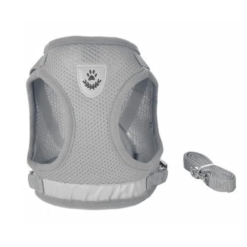 FEimaX Dog Harness and Leash Set for Walking, Soft Mesh Adjustable Easy Control Lightweight Cat Vest Harnesses with Reflective Strips, Escape Proof Small Dogs Cats Vests (Grey, Small) - color: Grey, size: Small