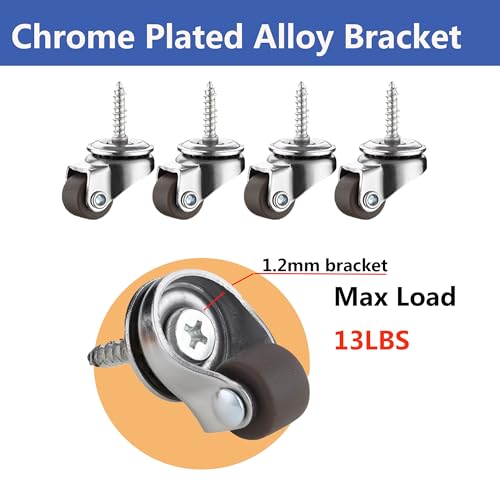 0.5 inch M4x15 Mini Self-Tapping Screw Casters,TPR Mute Rubber Swivel Single Caster Screws in Wheels -Brown - color: Brown, size: Self-Tapping 0.5"-M4X15