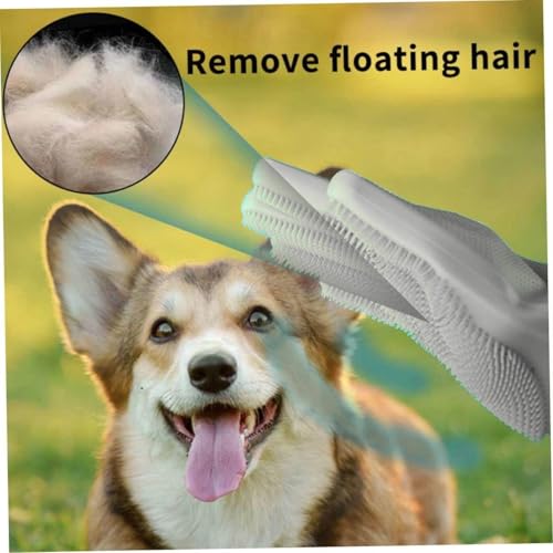 Dog Washing Gloves, Pet Grooming Gloves with Soft Brushes, Bathing and Massaging for Dogs and Cats, Silicone Heat Resistant Cleaning Gloves with High-Density Teeth (Gray) - color: Gray