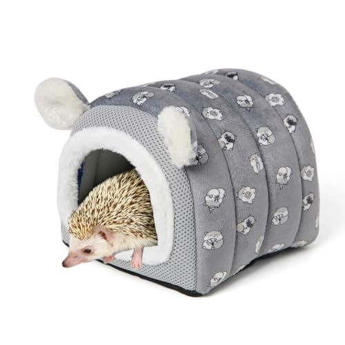 Hedgehog Bed Cave Hideout Hedgehog House Hedgehog Accessories, Hamster Small Animals Cage Supplies Warm House (Grey) - color: Grey