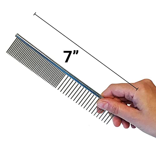 Bodhi Dog Stainless Steel Comb - Metal Detangler Grooming Brush for Dogs & Cats - Removes Knots, Tangles & Matted Fur - Ideal for Short & Long Hair - Reduces Shedding & Prevents Hair Breakage