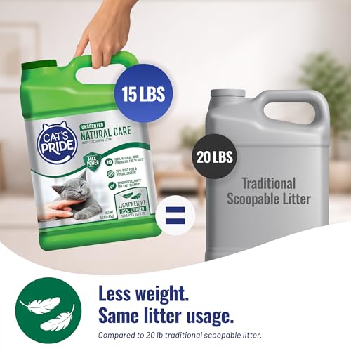 Cat's Pride Natural Care Odor-Eliminating Hypoallergenic Litter 15lb - size: 15 pounds, style: Natural Care Unscented