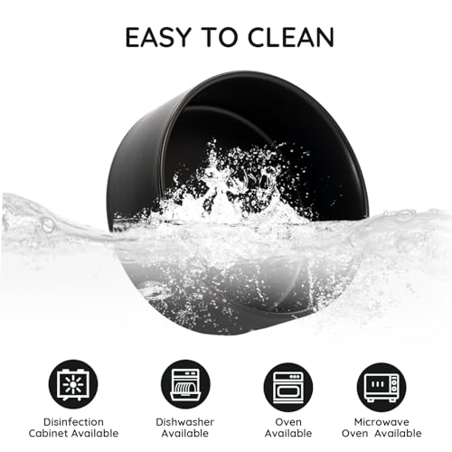 SPUNKYJUNKY 13.5OZ Ceramic Dog and Cat Bowl, Modern Cute Weighted Food Water Bowl for Replacement Black (2 Pack) - color: Black, size: 1.7 CUPS × 2