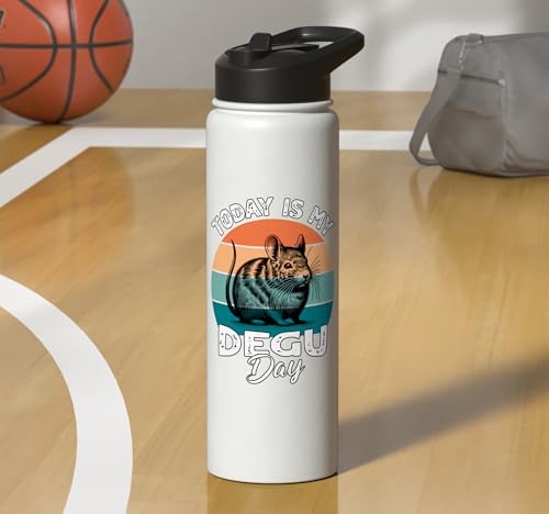 Funny Degu Stainless Steel Insulated Water Bottle - color: White