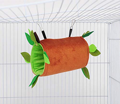 Hamiledyi 6 Pcs Hamster Hammock Small Animals Hanging Warm Bed House Organic Natural Apple Wood Chewing Stick Rat Cage Nest Accessories Toy Hanging Tunnel and Swing for Sugar Glider Small Hamsters Rat