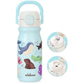 18oz Insulated Stainless Steel Kids Water Bottle for School, Animal | 2-in-1 Straw & Spout Lid, Leak-Proof, BPA-Free, for Girls & Boys, Blue - color: 18oz Light Blue-Animal
