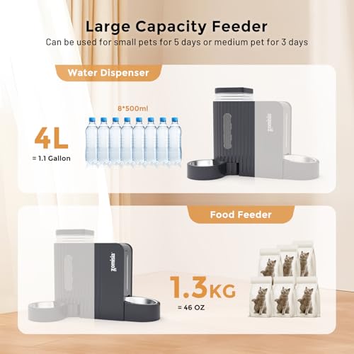 ZOMISIA Gravity Cat Food and Water Dispenser, 2 in 1 Automatic Cat Feeder