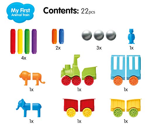 SmartMax My First Animal Train STEM Magnetic Discovery Play Set with Moving Train and Soft Animals for Ages 1-5 - style: My First Animal Train