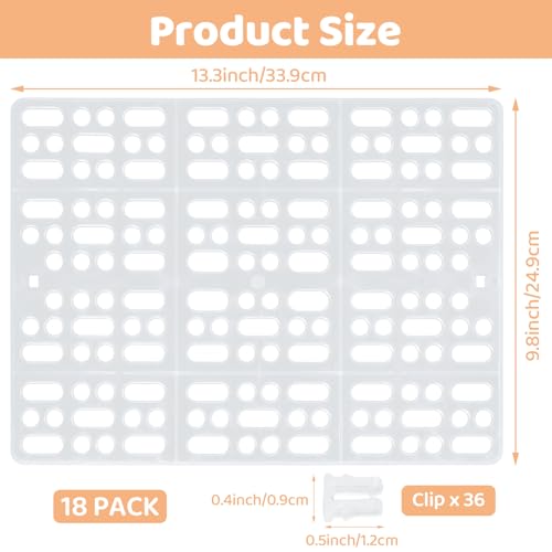 18 Pack Rabbit Cage Mats - 13x10 Inch Plastic Rabbit Floor Mat with Snap Joint - Small Animal Feet Pads Floor Mat for Pet Cats Dogs Bunny Chinchilla Guinea Pig