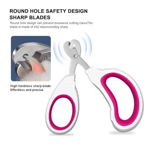 Aogeili Cat Claw Nail Clippers, Beginner Friendly Safety Trimmer, Pet Grooming Essentials Accessories with Stainless Steel Non Slip Handle for Kitten Puppy Rabbit Small Pets - color: pink