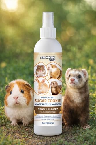 Waterless Shampoo for Small Critters - 8oz Cruelty Free Dry Shampoo - No Rinse for Pet Ferrets, Guinea Pigs, Hedgehogs, Sugar Gliders, Rabbits & Hamsters (8 oz, Light Sugar Cookie)