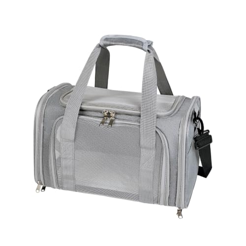 Cat,Dog Carrier for Small Medium Pet Carrier,Soft Sided Dog Bag Up to 12Lbs Puppy Carrier,Breathable Portable Foldable Airline Approved Pet Carriers for Travel (Grey)
