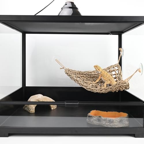 Reptile Hammock Corner Triangle 2 PCS,100% Natural Seagrass Fiber,Bearded Dragon Tank Accessories Habitat Decor for Lizard,Anoles,Iguanas,Chameleon and Hermit Crabs