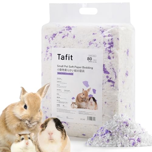 99% Dust-Free Soft Natural Paper Hamster Bedding with Odor Control, Strong Absorption, for Hamsters, Guinea Pig, Hedgehogs, Rabbits, Chinchilla, Rats, Small Animals, 80 Liters (White + Purple) - color: White+Purple