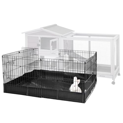Aivituvin Rabbit Playpen Pet Pen Small Animal Cage with Waterproof Liner - Extension Playpen - color: Black