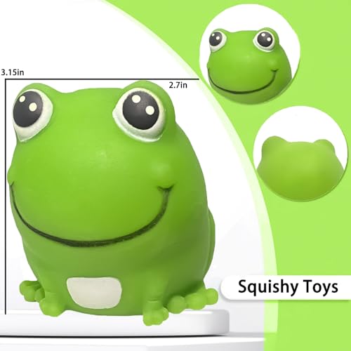 Frog Stress Balls Squeeze Toy for Anxiety Relief, Frog Squishy Sensory Toys for Adults and Kids, Stretch and Squeeze Cute Animal Stress Balls, Dough Ball Frog Toys for Party Favors - style: Frog
