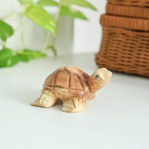 Turtle Wooden Hand Carved Wooden Turle Statue, Sculpture Art Decorative Rustic Home Decor Accent Handmade Handcrafted Decoration. (Natural Color Turle) - color: Natural Color Turle