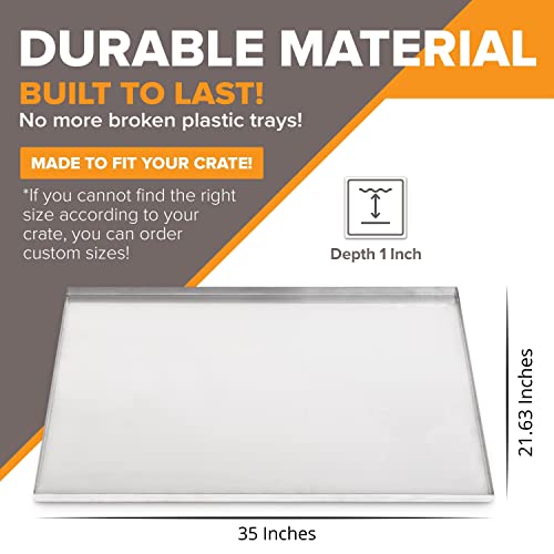 Metal Dog Crate & Kennel Replacement Tray/Pan, Galvanized, 35.0x21.6 in | Chew-proof, crack-proof, rust-resistant. Fits Most Standard 36 in Crates. - color: Galvanized, size: 35.0"L x 21.6"W x 1.0"H