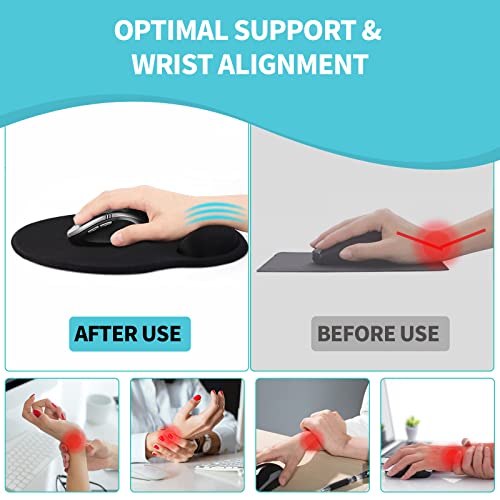 Mouse Pad with Wrist Rest, Comfortable Computer Mousepad with Gel Wrist Support Smooth Surface and Non-Slip PU Base for Pain Relief, Laptop, Office & Home (Blue Marble) - color: Blue Marble