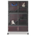 60" Large Metal Ferret Cage, Multi-Level Chinchilla Cages with Lockable Doors,3 Metal Ramps, 4 Wheels, Small Animal Cage with PP Trays & Storage Cabinet for Chinchillas, Ferrets, Guinea Pigs, Rats ﻿ - size: 59.1"L x 36.2"W x 23.0"H