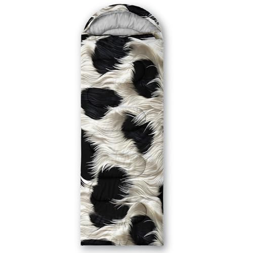 QOOMO Camping Sleeping Bags,3 Season Warm & Cool Weather,Lightweight,Waterproof Sleeping Bags for Adults & Kids,Traveling,and Outdoors,Camping Gear Equipment - color: cow print