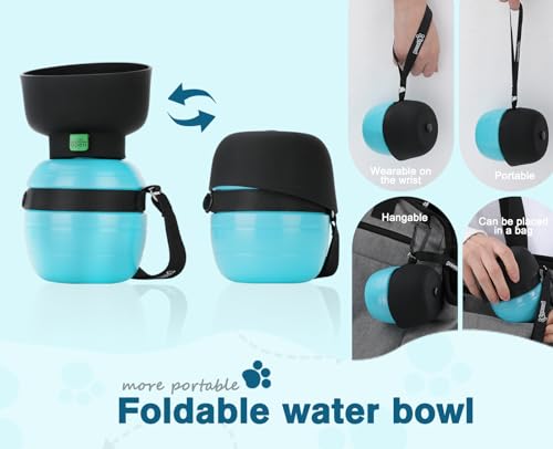 Pecute Portable Dog Water Bottle, 2 in 1 Cat Dog Travel Water Bottle Bowl Leakproof with Double Seal, BPA Free, Lightweight, Pet Small Animal Water Bottel Dispenser for Outdoor Walking Hiking Travels | Leakproof, BPA Free, Lightweight, Puppy Walking Water