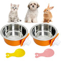 Hamiledyi Crate Dog Bowl Cat - Removable Stainless Steel Hanging No Spill Pet Bowl for Kennels Durable Detachable Design Fits Small Medium Dog Cages (2 Pcs, Orange - color: Orange