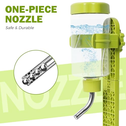 VANNON Pet Standing Water Dispenser Top Fill Dog Water Bottle Dispenser with Stand Leakproof Pet Slow Water Bottle for Small Animals, 13oz, BPA Free, Adjustable Height, Green - color: Green