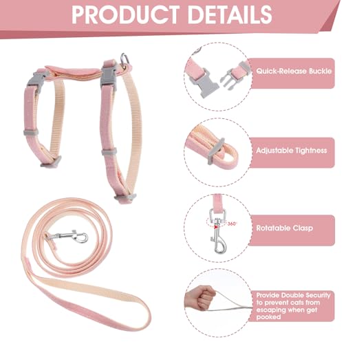 TIESOME Cat Harness and Leash Set, Adjustable Gradient Kitten Harness Escape Proof Harness with Leash for Kitty Outdoor Walking (Rabbit) - color: Rabbit