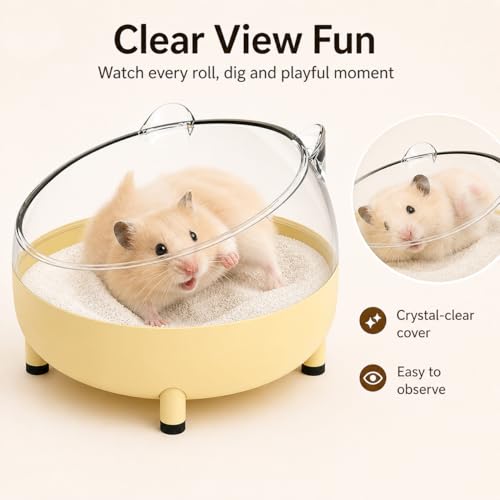 Meow&Woof Hamster Sand Bath Container, Large Sandbox Toilet Gerbil Batheoom, Tiny Chinchilla Dust Bathtub Sand Bath Box for Hamster Cage Accessories 5.2 Inch-White - color: White
