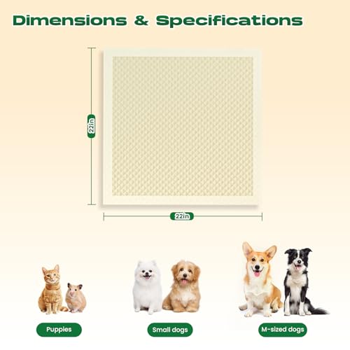 Bamboo Small Puppy Pads Pee Pads for Dogs 22"x22" 100 Count | Bamboo Training Pads Deodorizing Leakproof Quick Drying Dog Pee Pads Super Absorbent Disposable Pee Pads for Dogs Puppies - size: 22 x 22 inches (100 Count)