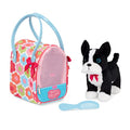 Pucci Pups Plush Puppy Dog Carrier Set, Floral Glam Bag, Boston Terrier | Includes plush puppy, floral print carrier, and comb for cuddling, carrying, and grooming play; stuffed animal set; 2+ Years - style: Boston Terrier - Floral Bag