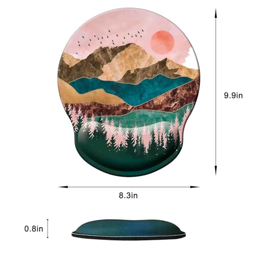 Mouse Pad with Wrist Support, Ergonomic Mouse Pad with Memory Foam Wrist Rest Cushion, Non-Slip Rubber Base Gaming Mice Pad for Home Office Computer Laptop, Sunrise - color: R-sunrise