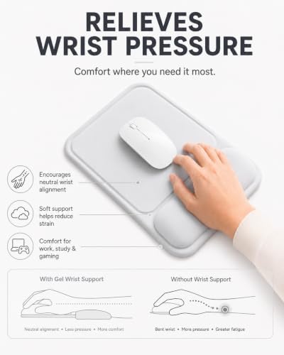 Ergonomic Mouse Pad with Wrist Rest, Gel Mousepad with Soft Wrist Support, Non-Slip PU Base, Smooth Surface Mouse Pad for Wrist Pain Relief, Computer Laptop Office Home & Gaming (Grey) - color: Grey
