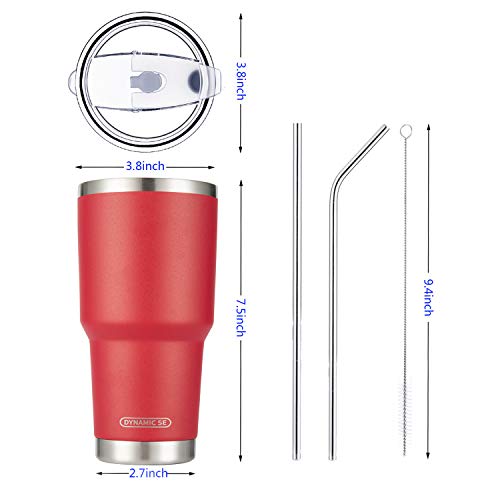 D·S 30oz Red Tumbler Double Wall Vacuum Insulated Travel Coffee Mug | Double Wall Vacuum Suit Cold and Hot Drink Fits in standard car cup holders With Splash-Proof Lid - color: Red