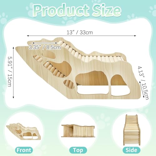 PINVNBY Hamster Climbing Ladder and Tunnel Hideout Wooden Hamster Climbing Toy Cage Decor Accessories for Gerbil Mice or Other Small Animals (Maze Tunnel)
