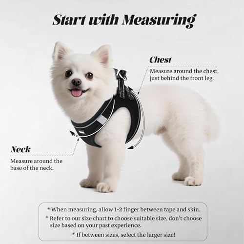 No Pull Dog Puppy Harness and Leash Set Reflective Mesh Vest Medium - color: Black-Update, size: Medium (Pack of 1)