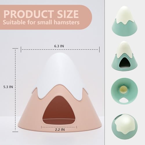 Hamster Hideout, Snowy Mountain Shape Hamster Hide House,Cute Small Animal Habitat Hideaway Hut for Syrian Hamsters, Mice, Gerbils, Rats (Pink) - color: Cute Pink