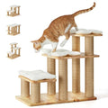 FUKUMARU Dog Stairs, Solid Wood Pet Stairs with Cat Scratching Post | Transformable Cat Step Hold Up to 200 lbs, 20" Pet Ramp for Dogs and Cats to Climb High Bed and Couch, Over 6 Combinations - color: White