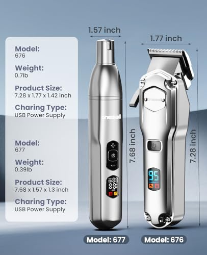 oneisall Dog Clippers for Grooming Thick/Matted Hair, 4-in-1 Grooming Kit | Detachable Stainless Steel Blade, Powerful Motor, IPX6 Waterproof, Low Noise, Paw Trimmer and Nail Grinder, 9 Guide Combs