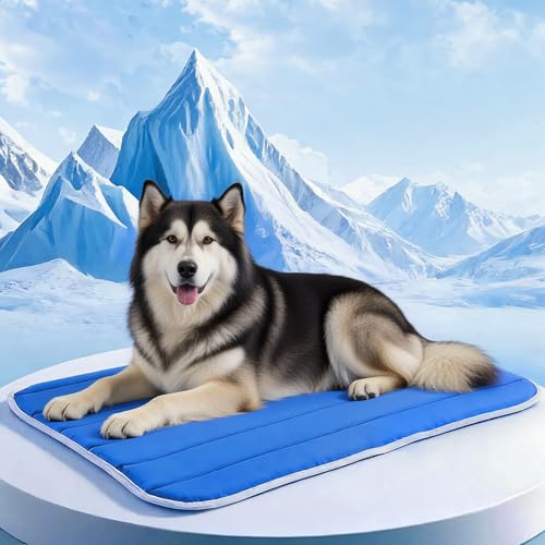 Dog Cooling Mat, Cold Memory Sponge Cooling Mat for Dog, Foldable Crate Pet Bed & Non-Slip, (Q-Max > 0.45) Long-Lasting Cool & Keep Your Pet Cool (X-Large - 43.3x31.5 Inch) - size: X-Large - 43.3 x 31.5 Inch