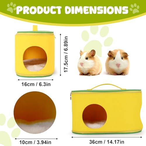Christmas Guinea Pig Hideout, Large Cozy Bed, Warm Small Animal Cage House for Chinchilla, Hamster, Ferrets, Hedgehog, Rats and Other Small Pets - color: YLW+GRN
